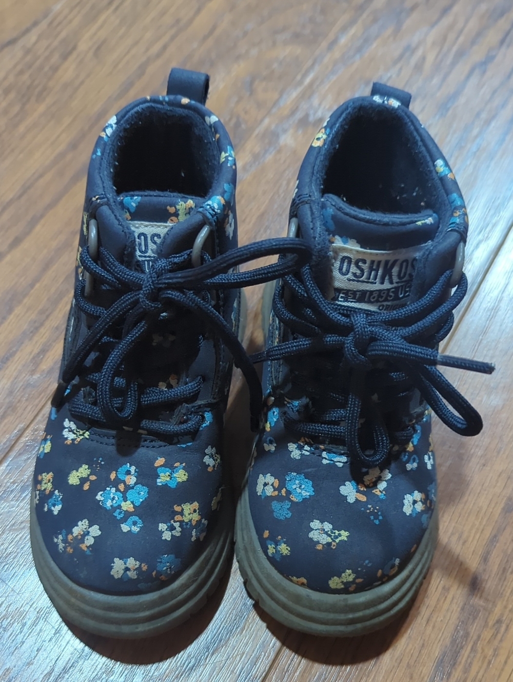 OshKosh B'gosh Navy Floral Lace-Up Kids Boots